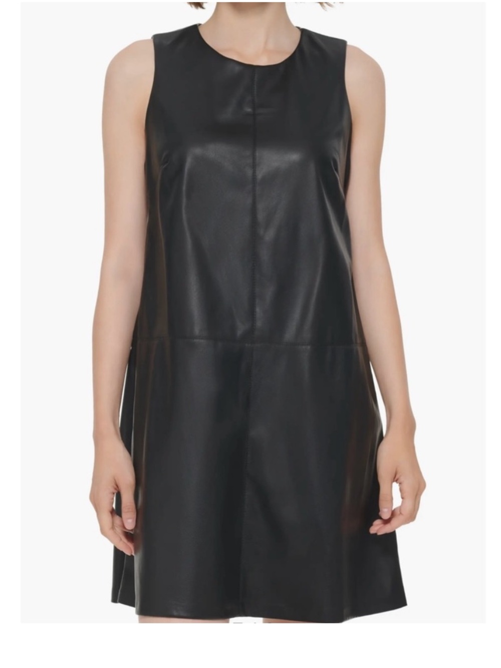 Calvin Klein Black Sleeveless Vegan Leather Trapeze Dress size 4